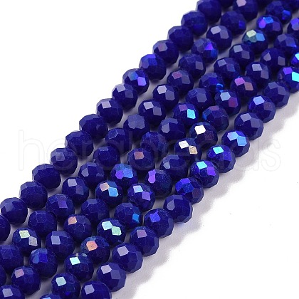 Electroplate Opaque Solid Color Glass Beads Strands X1-EGLA-A034-P6mm-L12-1