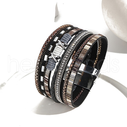 Braided Imitation Leather Crod Multi-strand Bracelets for Women PW-WGA1EC1-02-1