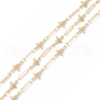 Clear Cubic Zirconia Flower Link Chains CHC-P009-04G-1