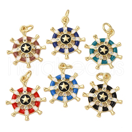 Brass Micro Pave Cubic Zirconia Pendants KK-S525-06G-1