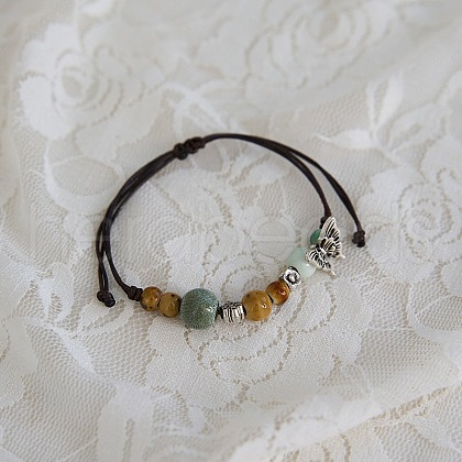 Ceramic Beads Braided Bead Bracelets FS-WG18053-08-1