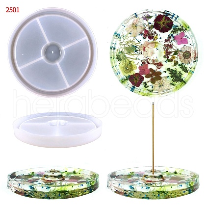 Flat Round Food Grade Silicone Incense Holder Molds SIMO-PW0006-048-1