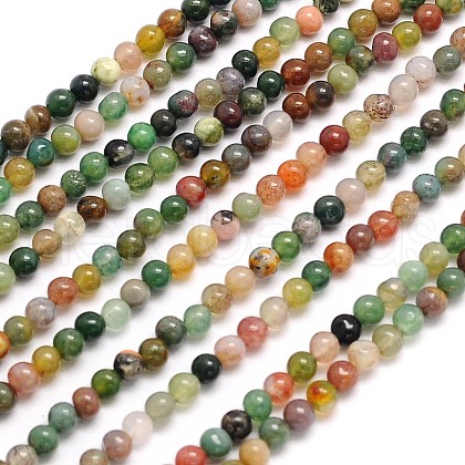 Natural Indian Agate Round Beads Strands X-G-N0166-23-3mm-1