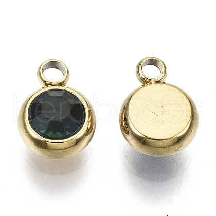 PVD Vacuum Plating 201 Stainless Steel Rhinestone Charms X-STAS-S068-05G-1