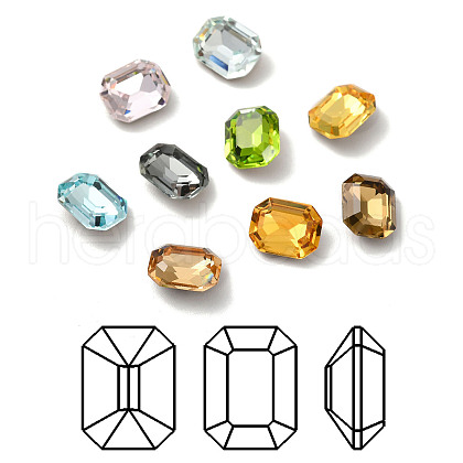 Faceted K9 Glass Rhinestone Cabochons GGLA-R042-02B-1