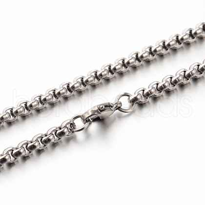 304 Stainless Steel Box Chain Necklaces STAS-M174-003-1