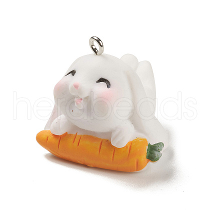 Opaque Resin Cute Bunny Pendants RESI-K023-02-1