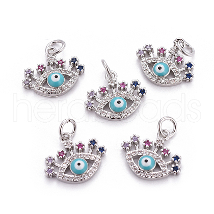 Brass Micro Pave Cubic Zirconia Charms ZIRC-L070-47P-1