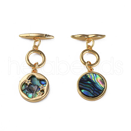 Brass Micro Pave Clear Cubic Zirconia Toggle Clasps KK-N233-391-1