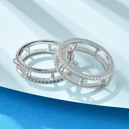 Rhodium Plated 925 Sterling Silver Ring Components FIND-Z078-01P-1
