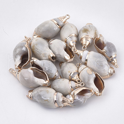 Electroplate Spiral Shell Pendants SSHEL-T009-11-1