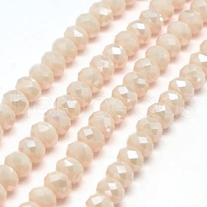 Electroplate Opaque Solid Color Crystal Glass Rondelle Beads Strands EGLA-F047A-13AB-1