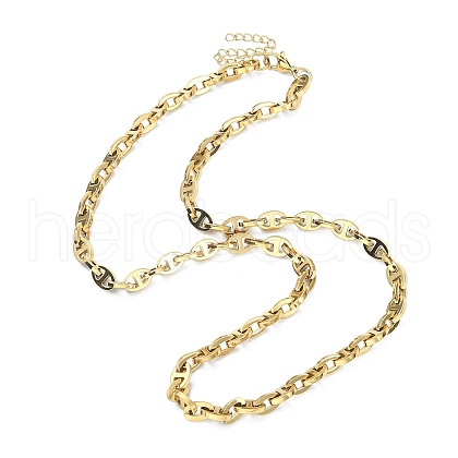 Ion Plating(IP) 304 Stainless Steel Oval Link Chain Necklaces for Women NJEW-D052-06G-1