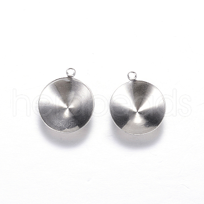 Non-Tarnish 201 Stainless Steel Pendant Rhinestone Settings X-STAS-N0014-04P-1