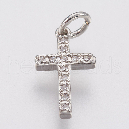 Brass Micro Pave Cubic Zirconia Pendants ZIRC-F083-008P-RS-1