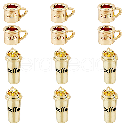 DICOSMETIC 12Pcs 2 Style Brass Charms KK-DC0002-41-1