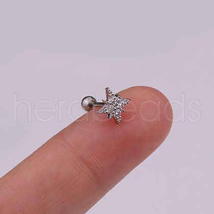 Brass Micro Pave Clear Cubic Zirconia Cartilage Earring WG49FB9-04-1