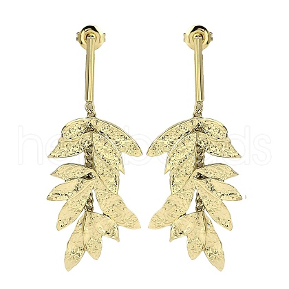 304 Stainless Steel Leaf Stud Earrings EJEW-K294-01G-1