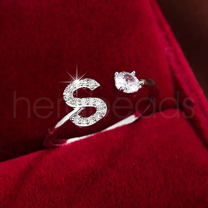 Brass & Cubic Zirconia Cuff Rings WG53F6D-19-1