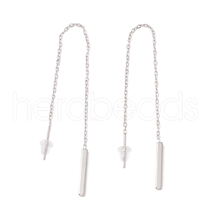 Tarnish Resistant Long Chain with Rectangle Bar Dangle Stud Earrings EJEW-A067-16P-1