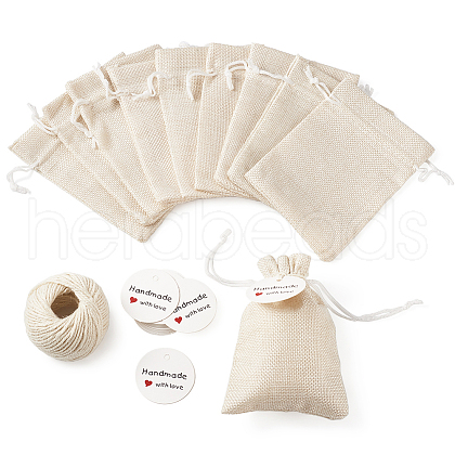 Burlap Packing Pouches Drawstring Bags ABAG-TA0001-14-1