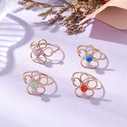Eco-Friendly Copper Wire Finger Rings RJEW-TA00193-1