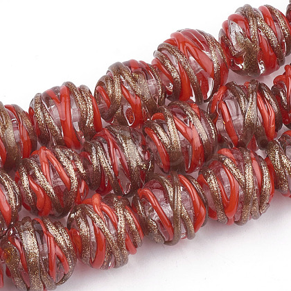 Handmade Gold Sand Lampwork Beads LAMP-T006-03E-1