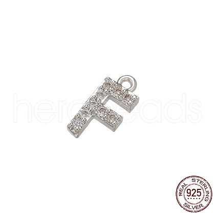 Real Platinum Plated Rhodium Plated 925 Sterling Silver Micro Pave Clear Cubic Zirconia Charms STER-P054-10P-F-1