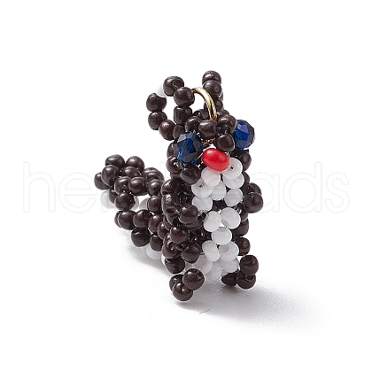 Glass Seed Beaded Squirrel Pendants PALLOY-MZ00584-1