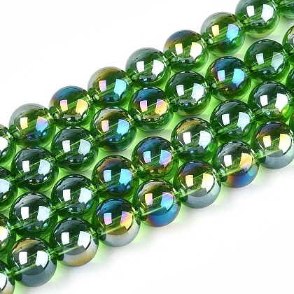 Electroplate Transparent Glass Beads Strands GLAA-T032-T10mm-AB07-1