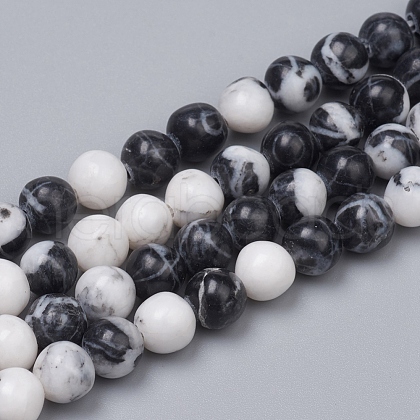 Natural Gemstone Imitation Zebra Jasper Beads Strands G-G829-07-6mm-1