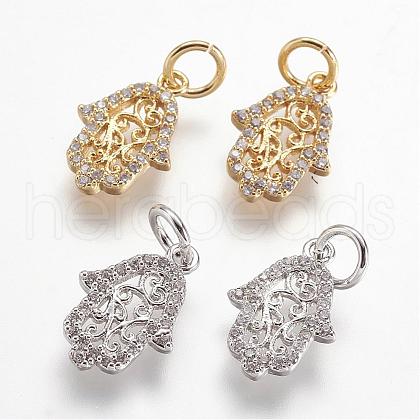 Brass Micro Pave Cubic Zirconia Charms ZIRC-G079-03-NR-1