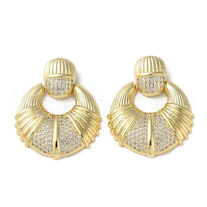 Rack Plating Brass Micro Pave Clear Cubic Zirconia Pendants KK-M268-04G-1