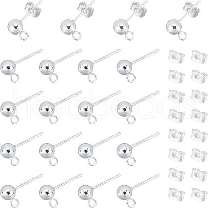 Unicraftale 20pcs 304 Stainless Steel Ball Stud Earring Post FIND-UN0001-12-1
