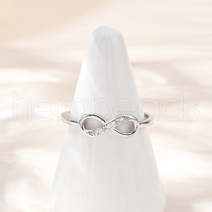 Infinite Sterling Silver Cubic Zirconia Adjustable Finger Rings for Women RJEW-B128-05-1
