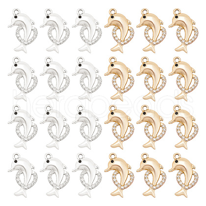 ARRICRAFT 32Pcs 2 Colors Alloy Rhinestone Pendants FIND-AR0003-43-1