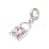 Rack Plating Alloy Light Rose Rhinestone European Dangle Charms PALLOY-S189-40P-2