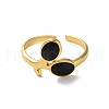 Real 18K Gold Plated 304 Stainless Steel Enamel Cuff Rings RJEW-M171-28G-02-2