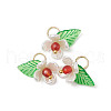 8Pcs 8 Styles Natural Mixed Gemstone Flower Charms PALLOY-JF03411-01-2