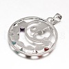 Chakra Jewelry Brass Gemstone Flat Round Pendants KK-J298-07-NR-2