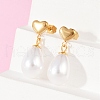 Heart with Teardrop 304 Stainless Steel Dangle Stud Earrings for Woman EJEW-F366-01G-03-1