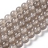 Natural Grey Agate Bead Strands G-R193-12-6mm-1