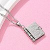 304 Stainless Steel Book Pendant Necklaces for Women NJEW-U037-01A-P-3
