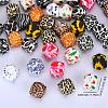 Colorful Pattern Printed Silicone Focal Beads SI-JX0022A-01-2