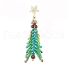 Christmas Tree Natural Red Jasper & Glass Seed Beads Dangle Stud Earrings for Women EJEW-MZ00157-4