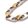 PVD Vacuum Plating 201 Stainless Steel Oval Link Chain Bracelets STAS-E160-04GP-2