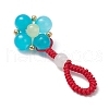 Baking Painted Imitation Jade Glass Woven Clover Pendant Decorations HJEW-JM03148-04-4