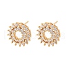 Flower Brass Micro Pave Clear Cubic Zirconia Stud Earrings for Women EJEW-G428-09G-4