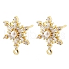 Brass Micro Pave Cubic Zirconia Stud Earring Findings KK-K371-34G-1