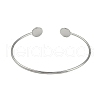 304 Stainless Steel Cuff Blank Bangle Bases with Flat Round Tray STAS-Z088-02P-3